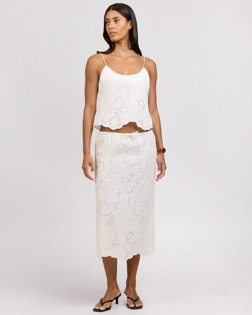 Onia White Drawstring Midi Skirt