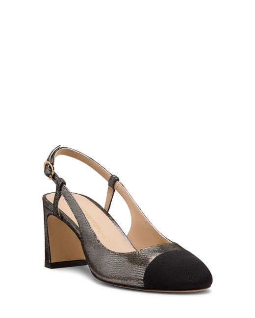 Stuart Weitzman Black Babette Cap Toe Slingback 60 Pump