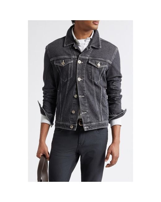 Eleventy Black Stretch Denim Jacket for men