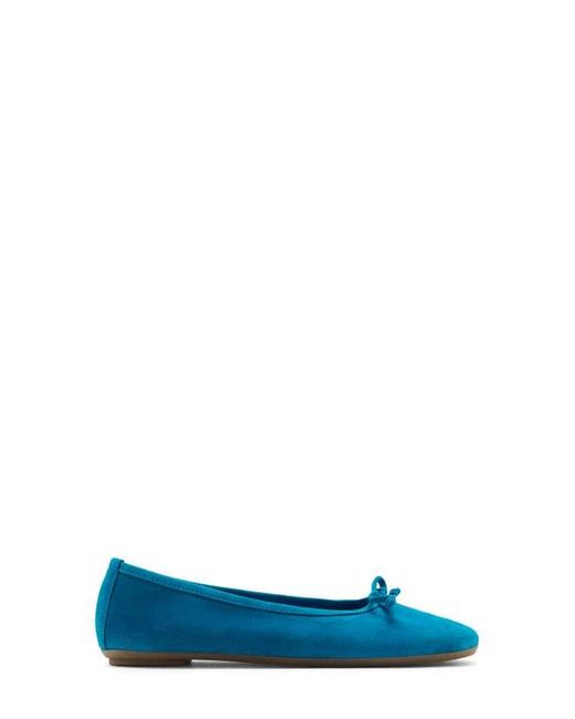 Mango Blue Cap Toe Suede Ballet Flat