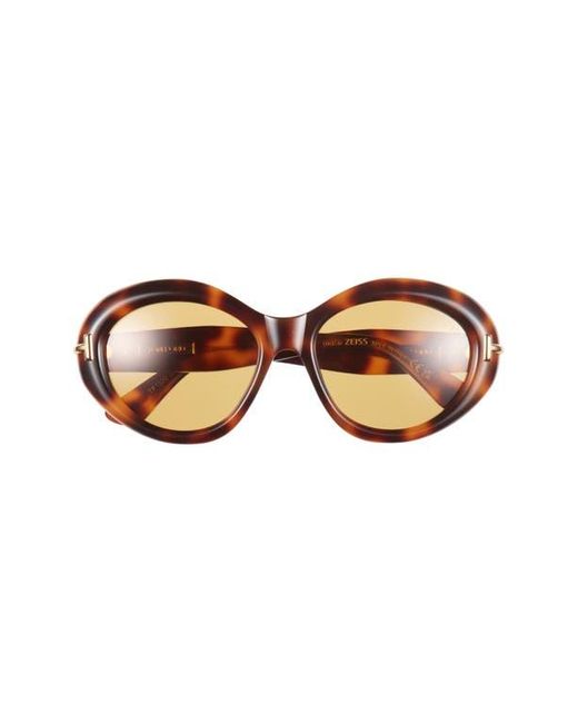 Tom Ford Brown 55Mm Oval Sunglasses