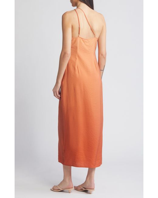 Madewell Orange One-shoulder Midi Slip Dress