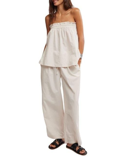 Free People Natural Corfu Tube Top & Wide Leg Pants Set