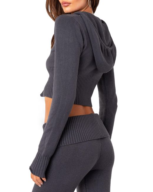 Edikted Desiree Hooded Crop Cardigan in Gray Lyst