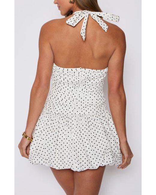 Vici Collection White Rory Polka Dot Bubble Hem Halter Minidress