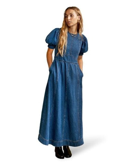 double denim fancy dress Julia size_l %0D%0ATo%20maintain%20the%20beauty%20of%20your%20garment%2C%20please%20follow%20the%20care%20instructions%20on%20the%20attached%20label Color:Talya Stylish Dress Designs for