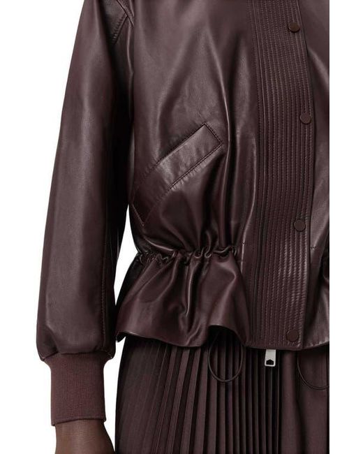 AllSaints Brown Sofi Leather Bomber Jacket