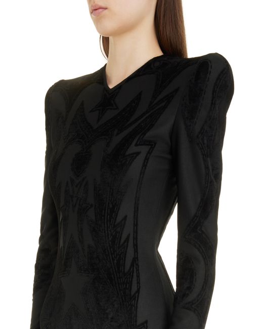 Balmain Black Baroque Long Sleeve Jacquard Knit Dress
