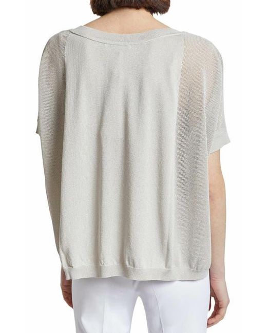 Santorelli Gray Levi Short Sleeve Mesh Knit With Lurex