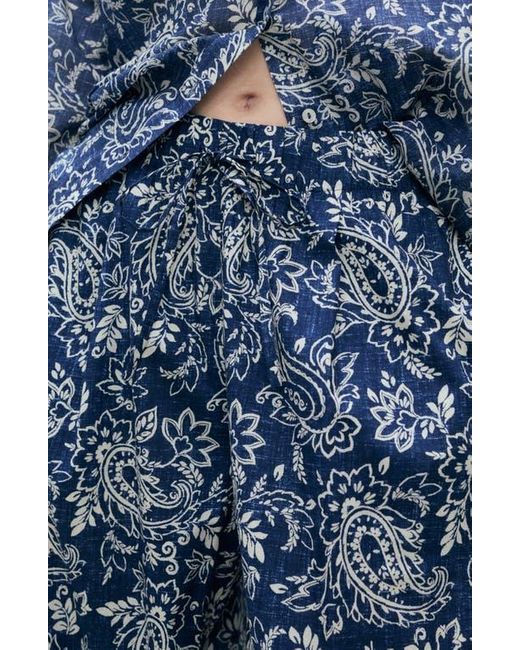 Mango Blue Print Cotton Pants