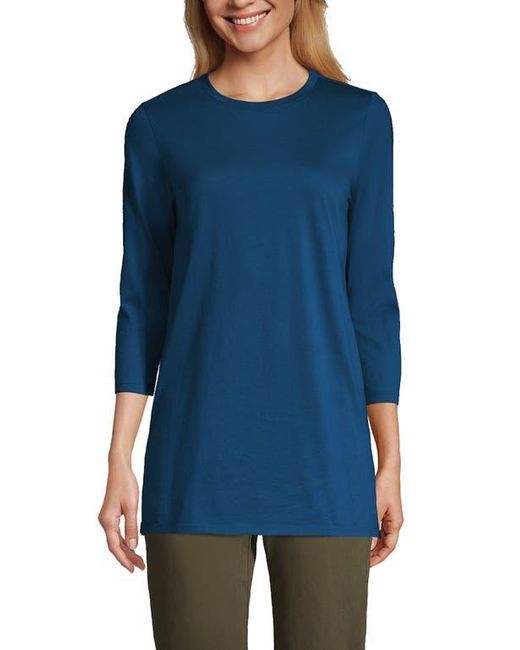 Lands' End Blue 3/4 Sleeve Cotton Supima Tunic