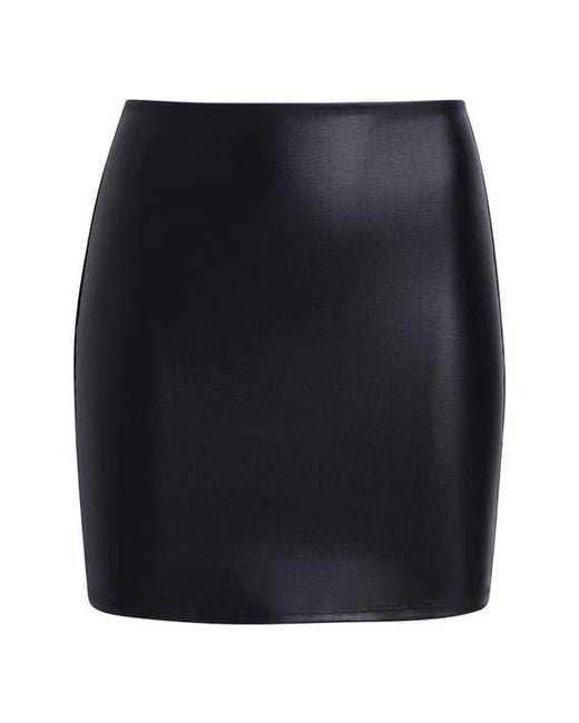Commando Black Matte Metallic Micromini Skirt With Shorts