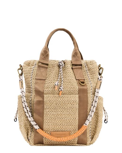 Desigual Natural Medium Voyager Raffia Backpack