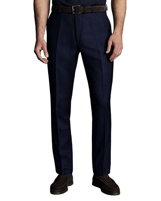 Charles Tyrwhitt Blue Slim Fit Natural Stretch Birdseye Suit Trouser for men