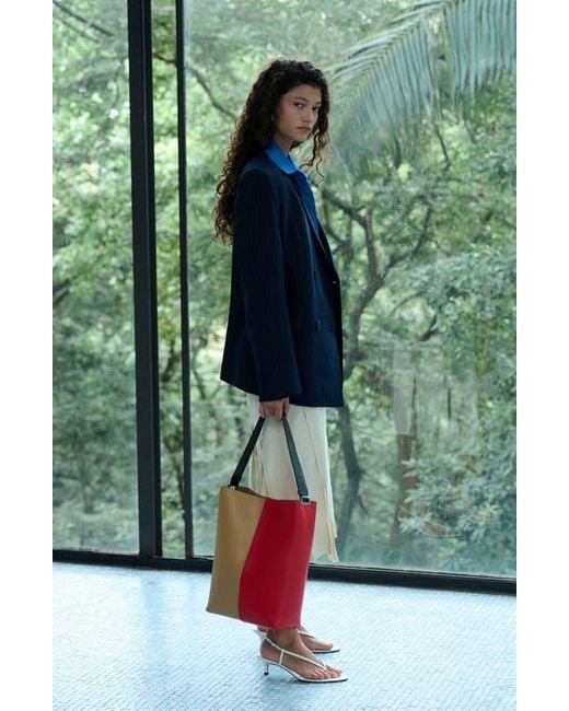 Mango Blue Belted Pinstripe Jacket