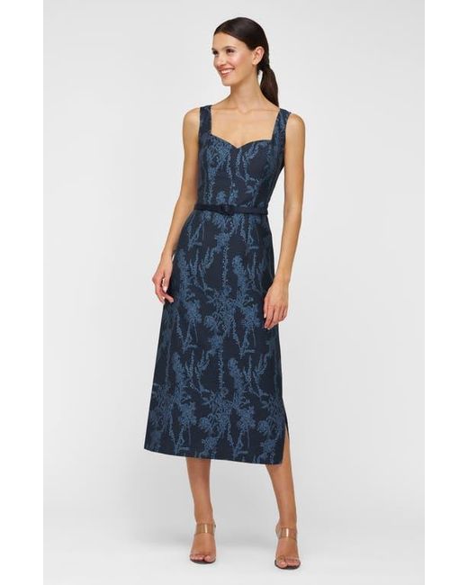 Kay Unger Blue Drew Beaded Embroidery Cocktail Dress