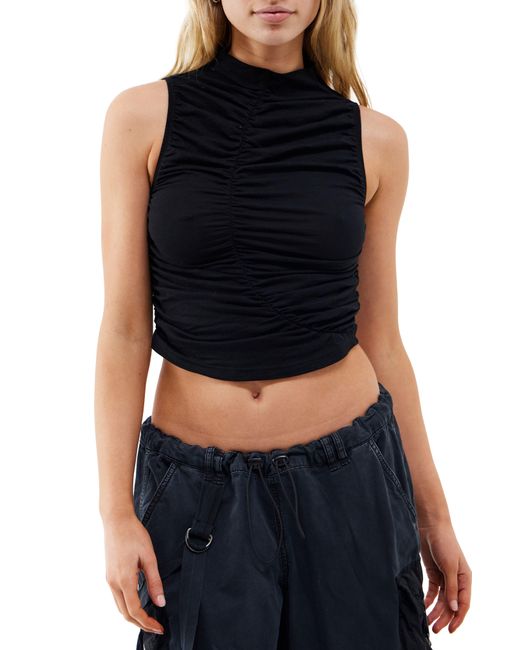 BDG Blue Ruched Washed Cotton Crop Top