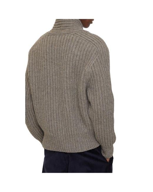 Burberry Brown Shawl Collar Wool Sweater for men