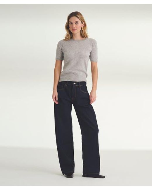 NAADAM Gray Lightweight Cashmere Short Sleeve Sweater