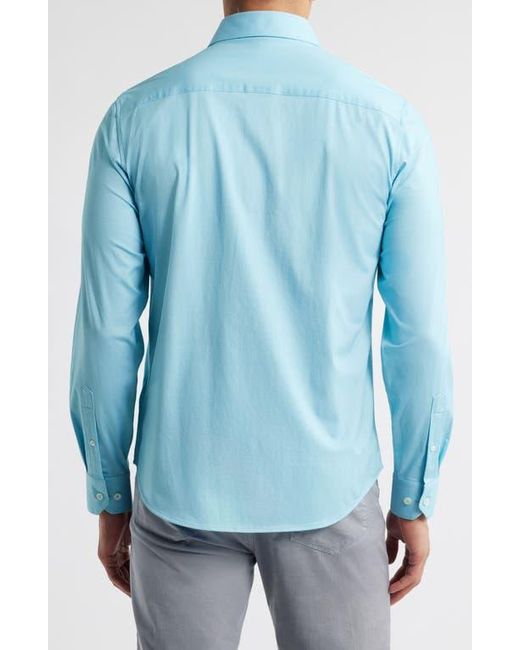 Bugatchi Blue Jimmy Ooohcotton Herringbone Button-Up Shirt for men