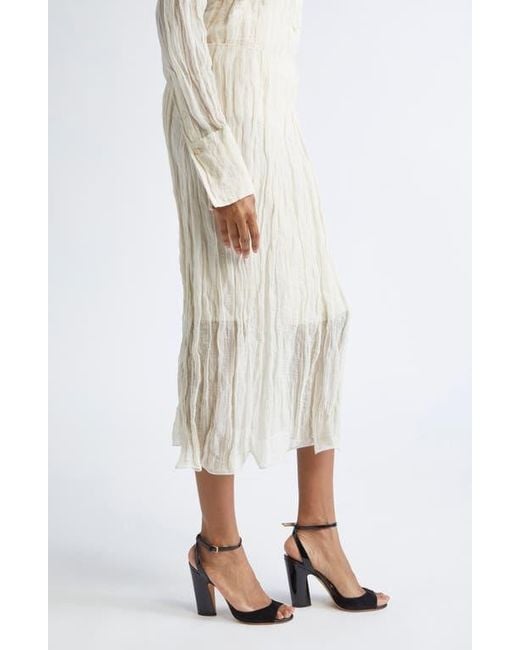 Brandon Maxwell Natural The James Metallic Organza Straight Skirt