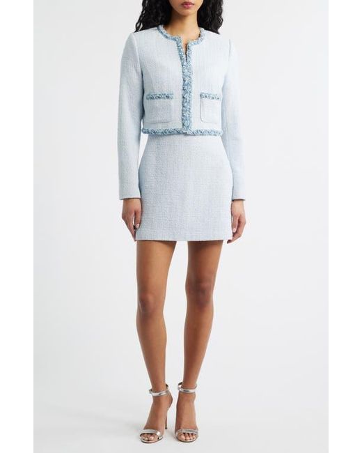 LoveShackFancy Blue Azula Crop Tweed Jacket