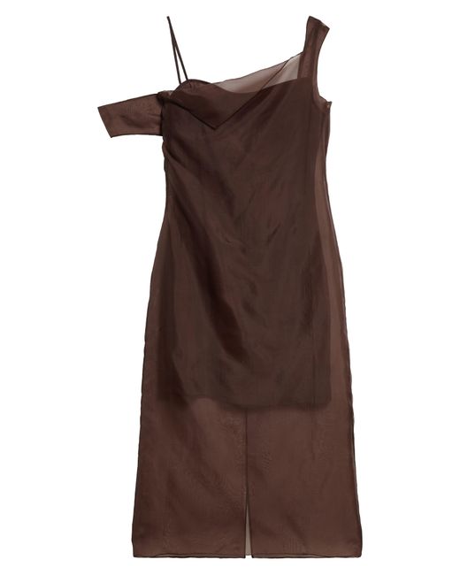 Stine Goya Brown Roxanna One-shoulder Silk Dress