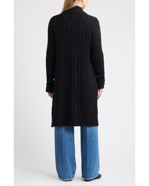 Caslon Blue Cable Longline Open Front Cardigan