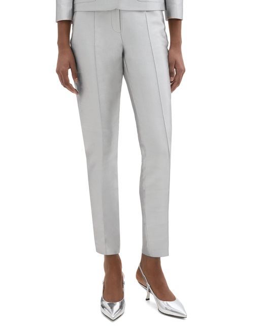 Theory Gray Shan Slim Silk Ankle Tapered Pants