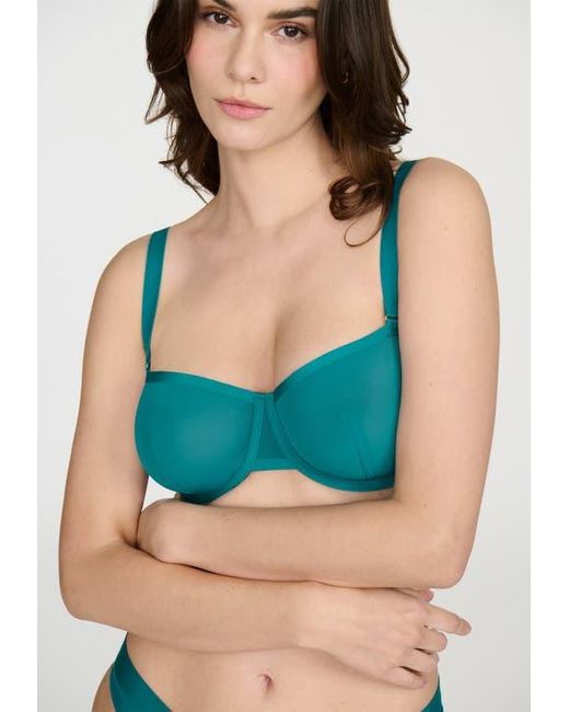CUUP Blue The Balconette Mesh Underwire Bra