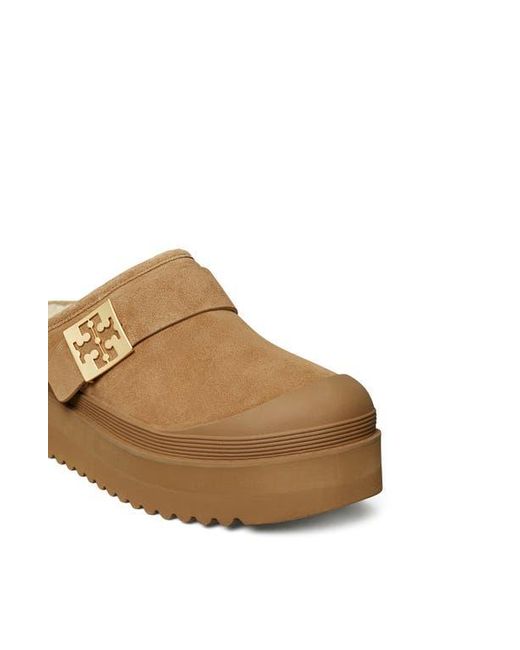 Tory Burch Brown Genuine Shearling Platform Mule