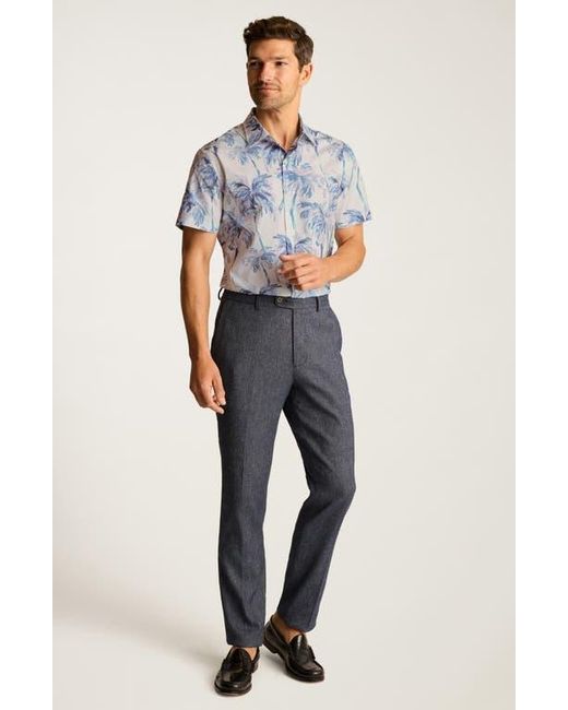 Bonobos Blue Riviera Slim Fit Palm Print Short Sleeve Button-Up Shirt for men