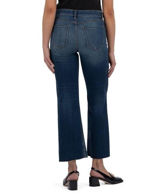 Kut From The Kloth Blue Kelsey High Waist Raw Hem Ankle Kick Flare Jeans