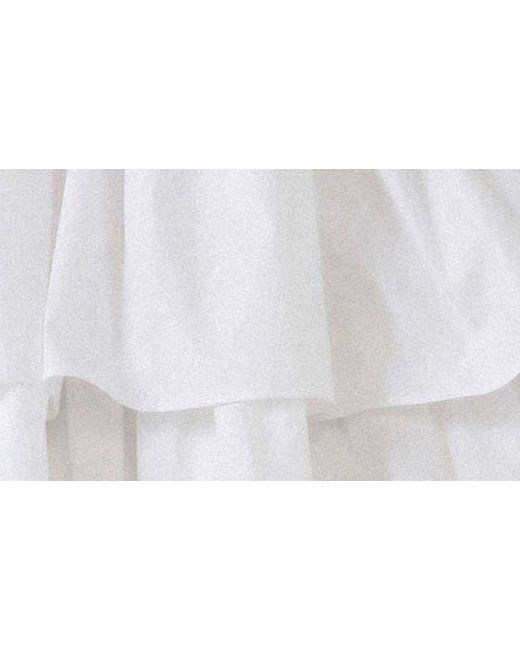 Endless Rose White Smocked Tiered Cotton Minidress