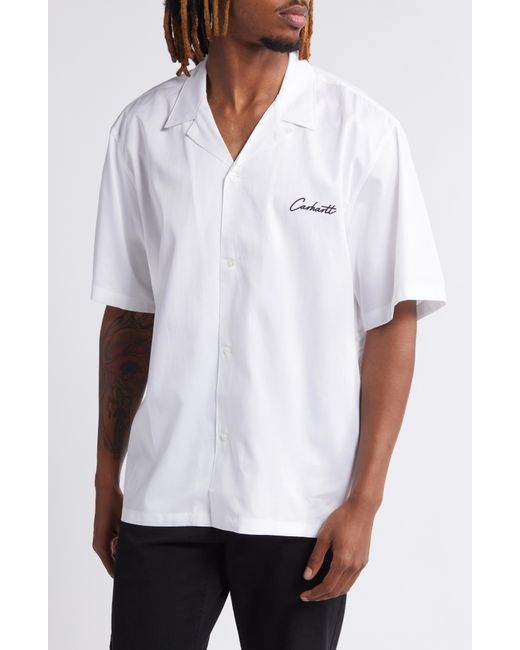 Carhartt White Delray Cotton & Lyocell Camp Shirt for men
