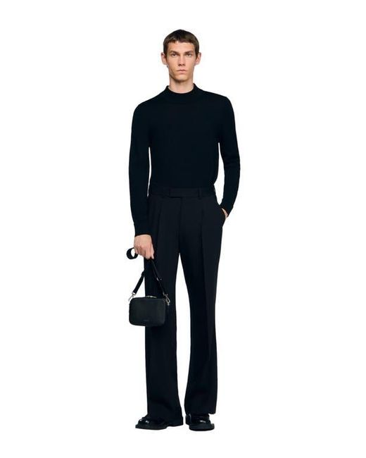 Sandro Black Small Reconstituted Leather Bag for men