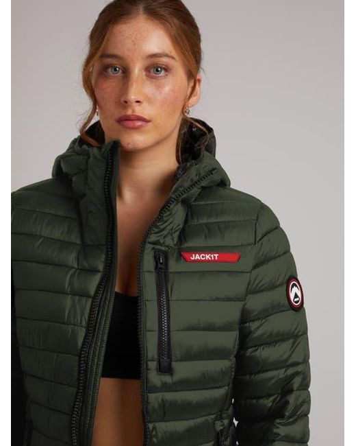 Jacket Green Satell1Te Longline Hooded Jacket