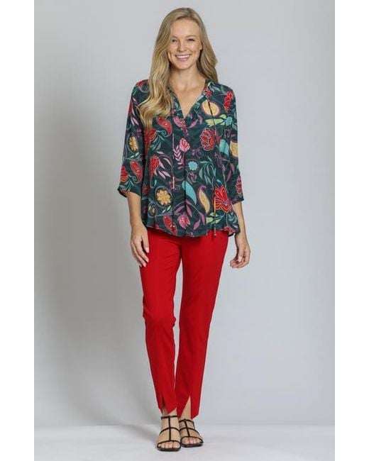 Apny Red Split Hem Pull-On Crop Slim Pants