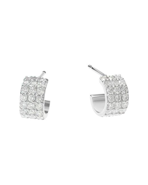 Lana Jewelry Metallic Triple Row Diamond huggie Hoop Earrings