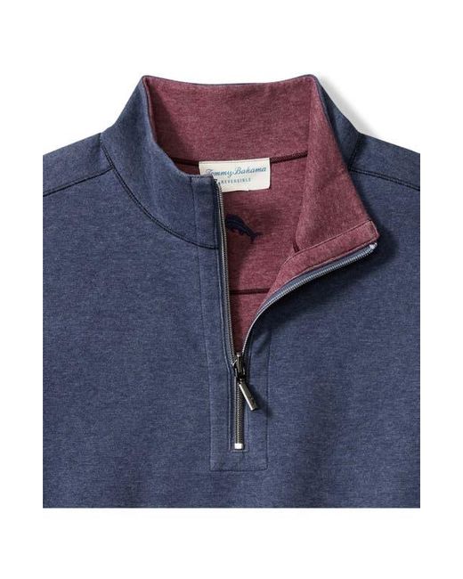 Tommy Bahama Blue Flipview Reversible Half Zip Pullover for men