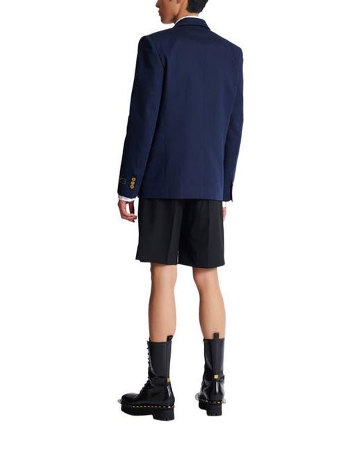 Balmain Blue Cotton Twill 2-Button Jacket for men