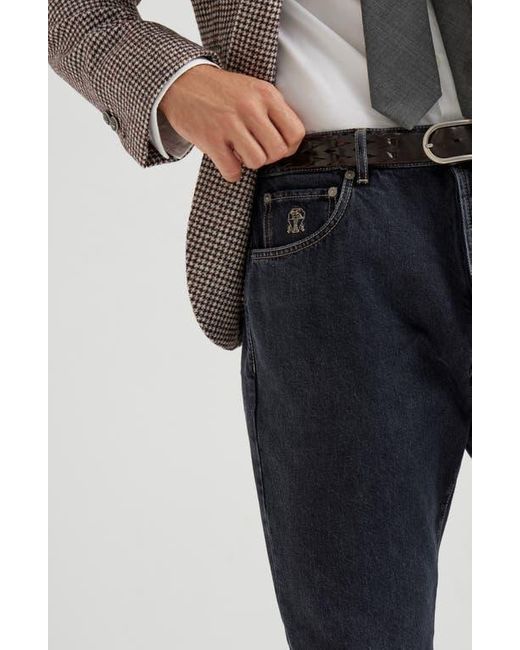 Brunello Cucinelli Blue Leisure Fit Five-Pocket Trousers for men