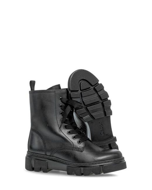 Gabor Black Leather Combat Boot