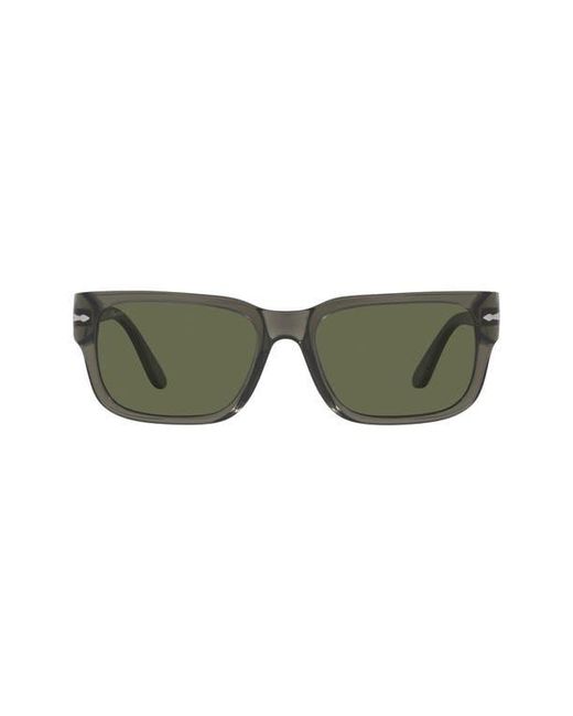 Persol Green 58Mm Polarized Rectangular Sunglasses for men