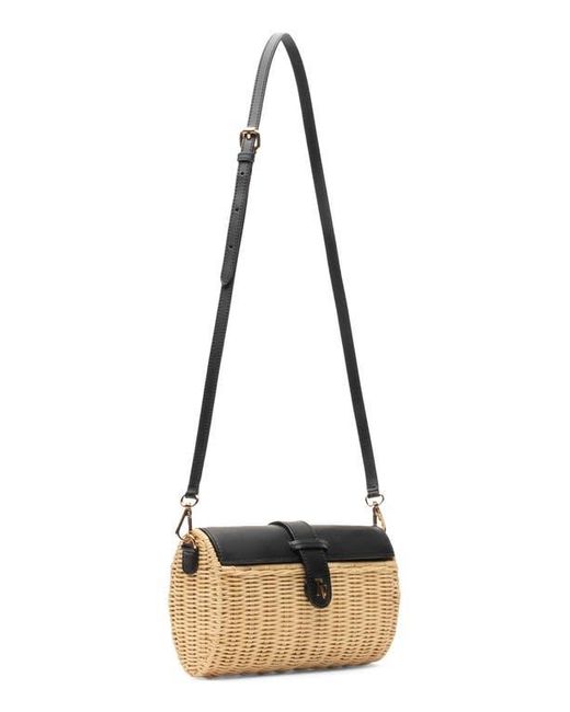 Frances Valentine Black Betsy Wicker Basket Crossbody Bag