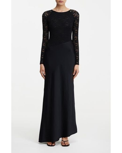 Significant Other Sofiya Long Sleeve Stretch Lace & Satin Gown in Black |  Lyst