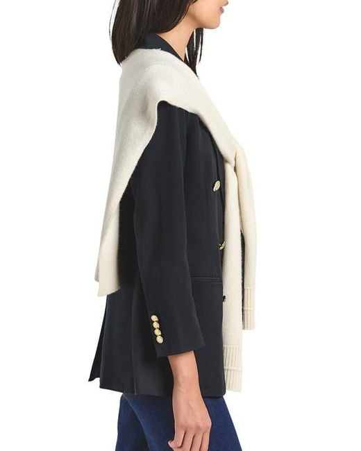 10 Crosby Derek Lam Blue Walter Cotton Blend Double Breasted Jacket With Shrug