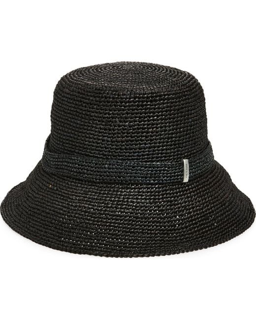 Rag & Bone Black Lela Packable Straw Bucket Hat