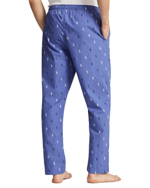 Polo Ralph Lauren Blue Print Cotton Drawstring Pajama Pants for men