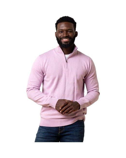 Hope Henry Men's Purple Organic Fine Gauge Half Zip Sweater